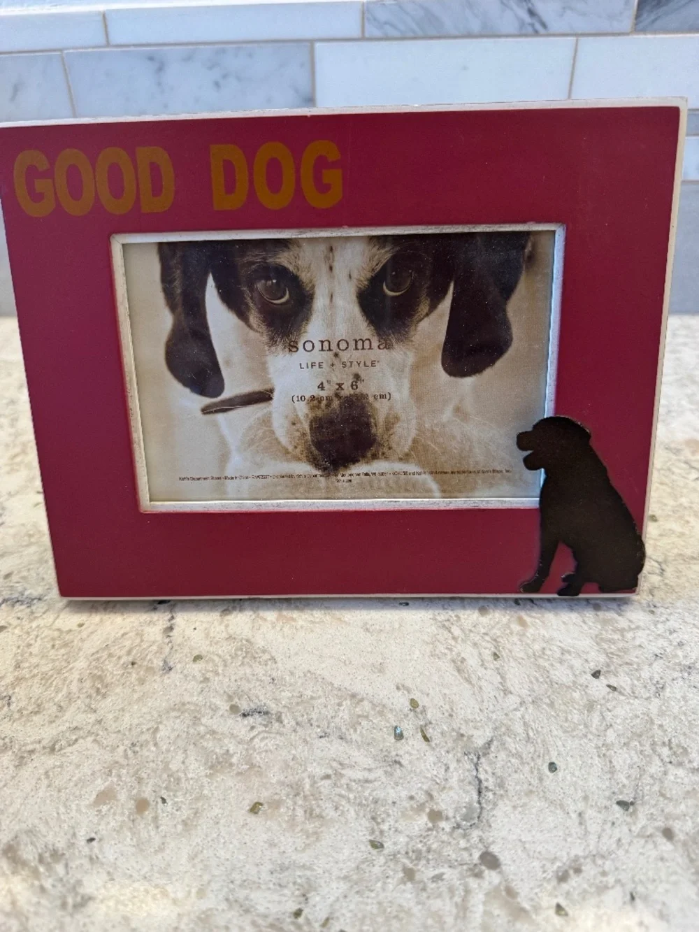 Sonoma Life & Style Dog Picture Frame red metallic design with 